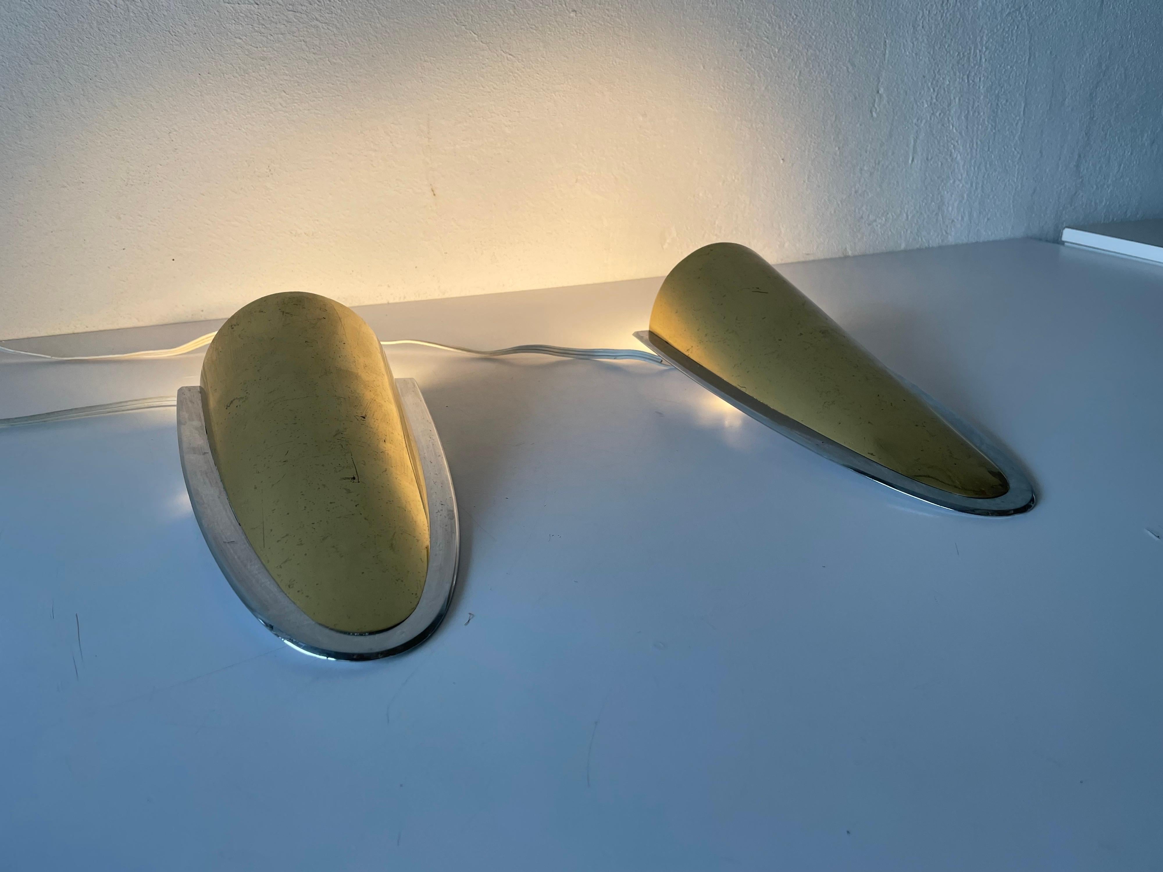 Brass & Chrome Heavy Sconces by Art-Line, 1970s Germany For Sale 4