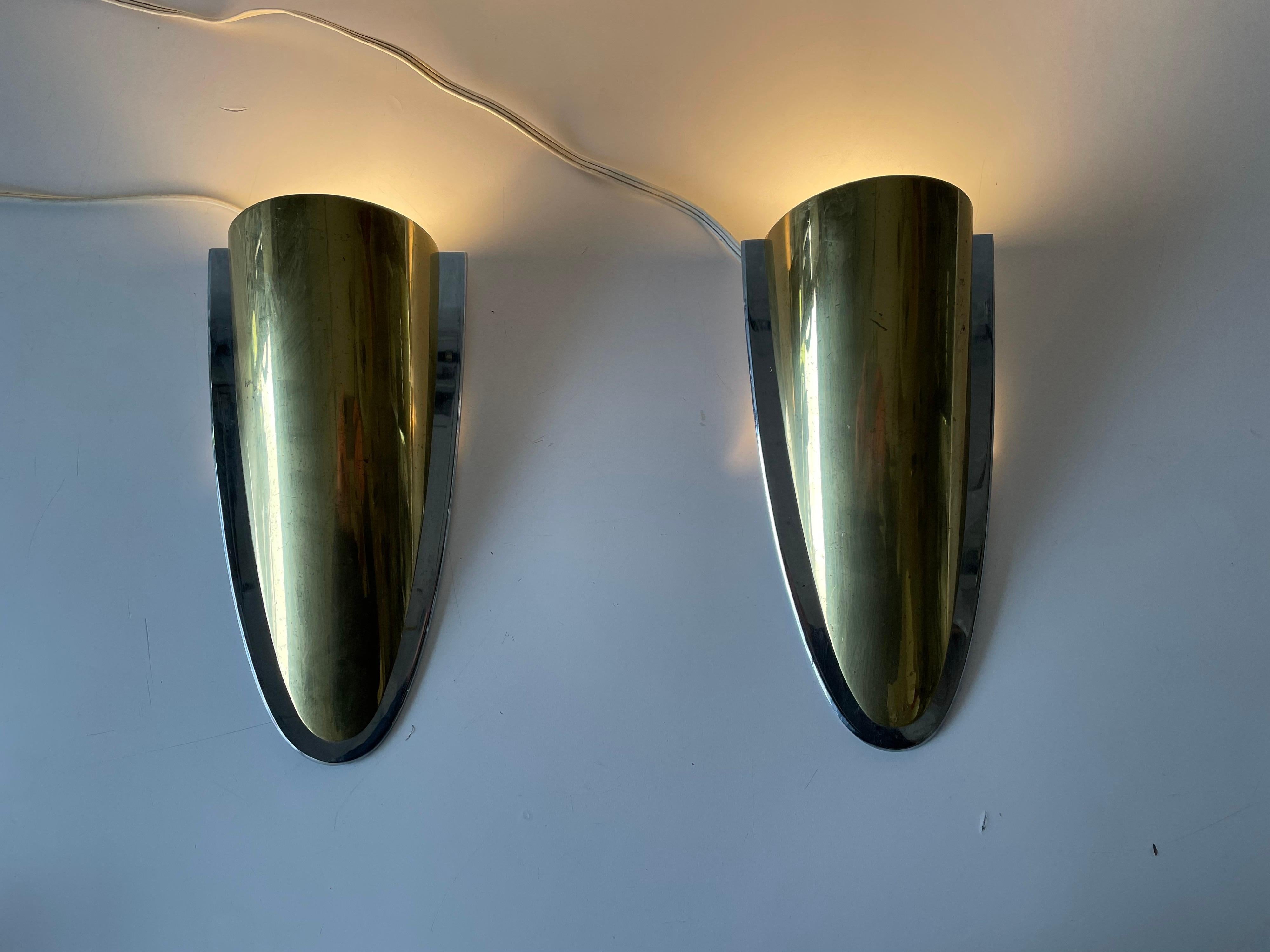 Brass & Chrome Heavy Sconces by Art-Line, 1970s Germany For Sale 5