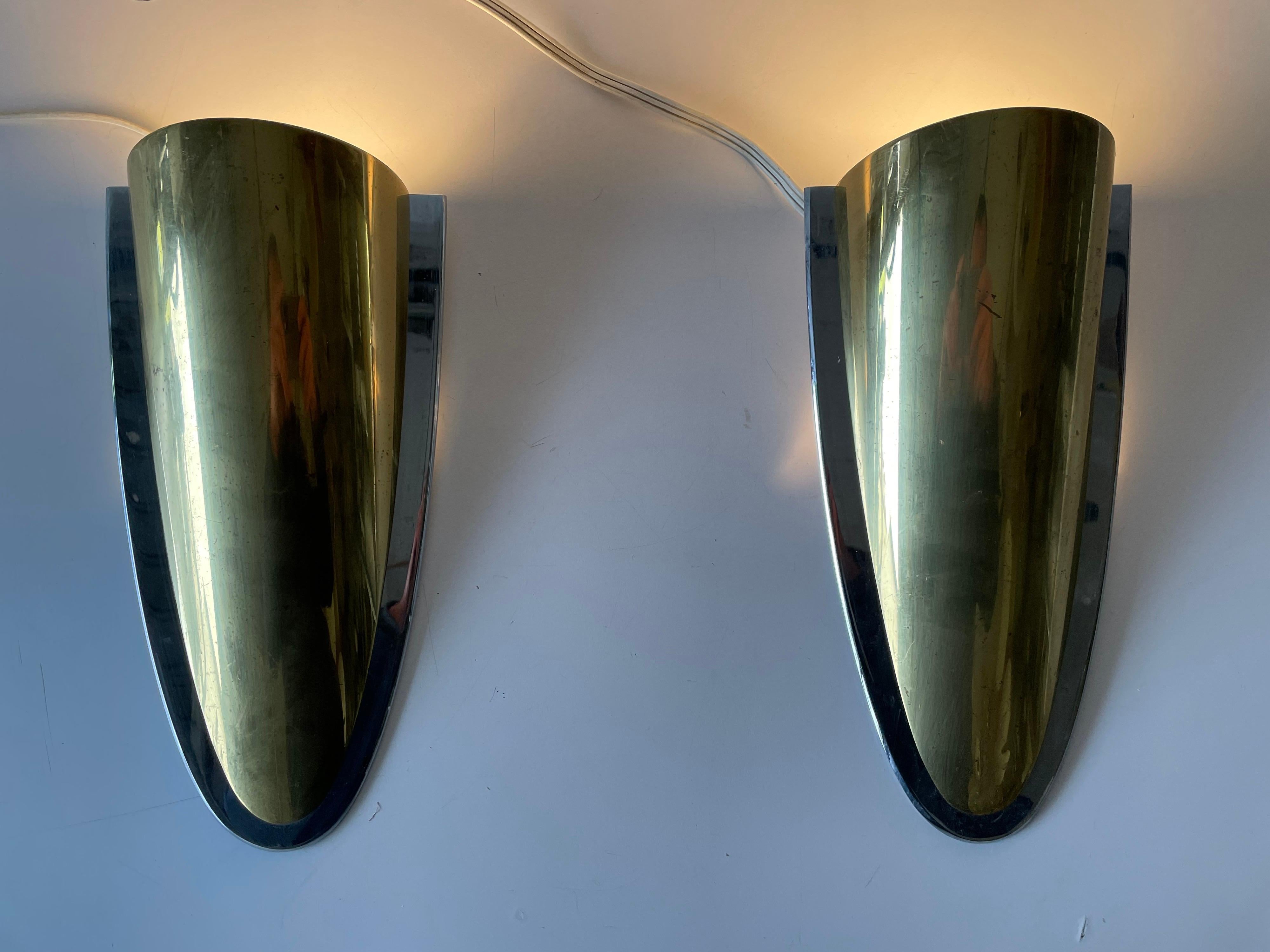 Brass & Chrome Heavy Sconces by Art-Line, 1970s Germany For Sale 6