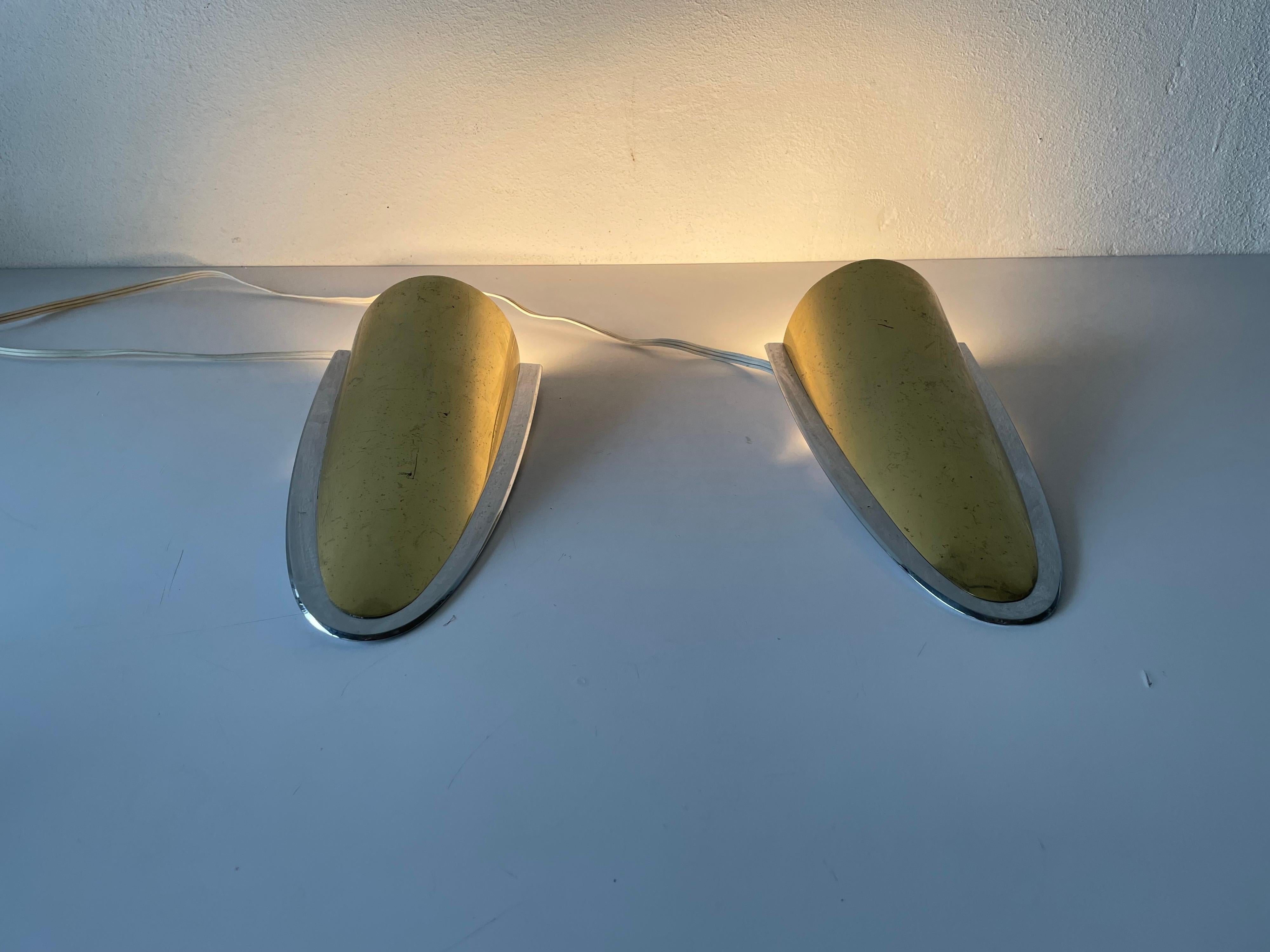 Brass & Chrome Heavy Sconces by Art-Line, 1970s Germany For Sale 2
