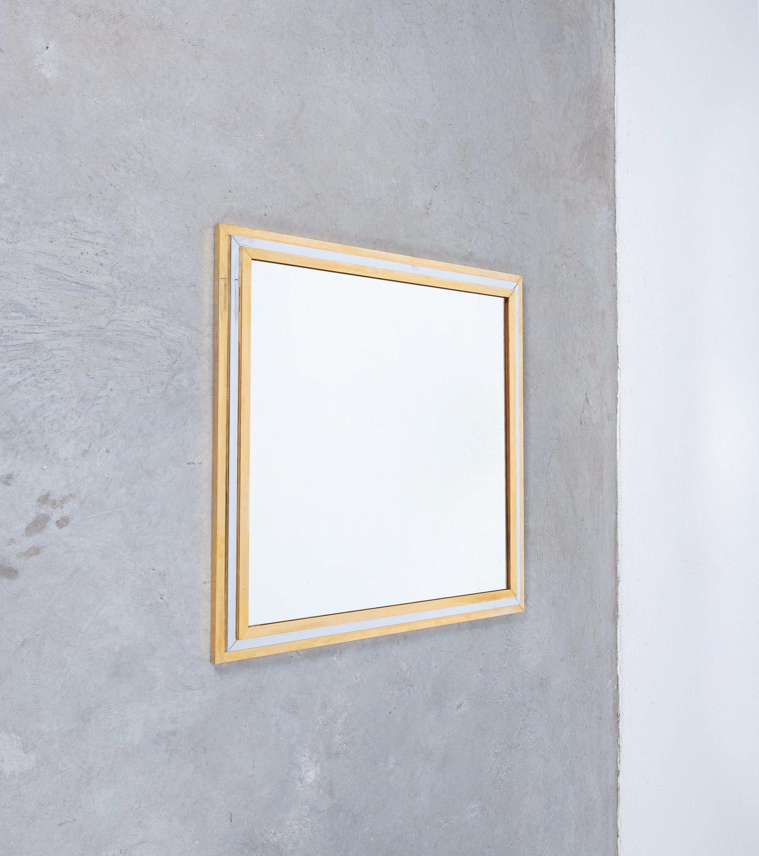Miroir en laiton et chrome attribué Romeo Rega, Italie, 1970 Bon état - En vente à Vienna, AT