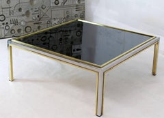 Brass Chrome Smoked Glass Willy Rizzo Square Coffee Table