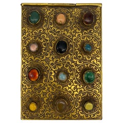 Brass Cigarette Case with Cut Polished Stones
