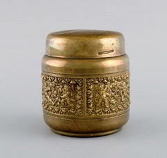 Brass Cigarette Container with Renaissance Ornamentation, Mid-20th Century