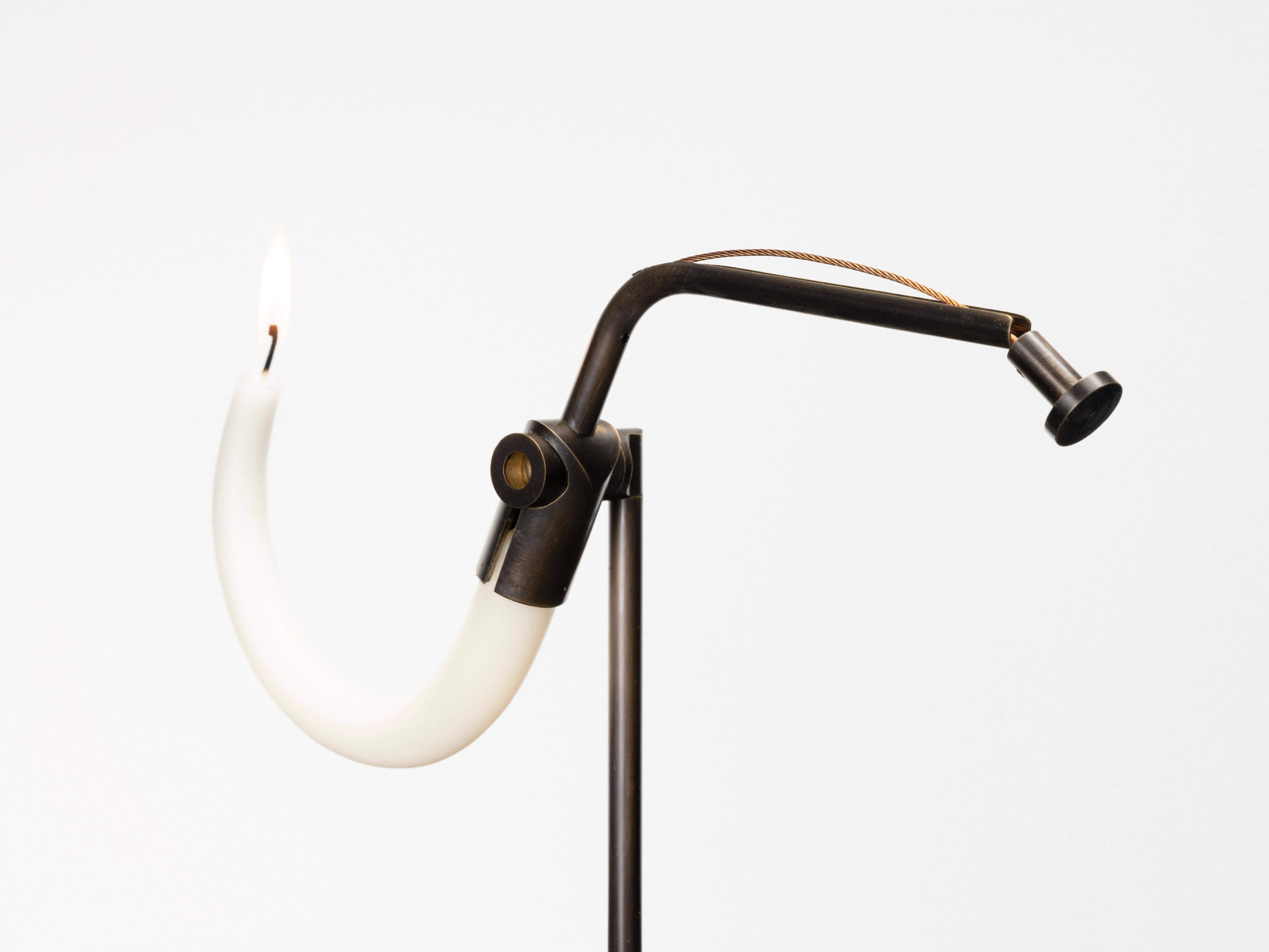 Post-Modern Brass Circle Candleholder by Gentner Design For Sale
