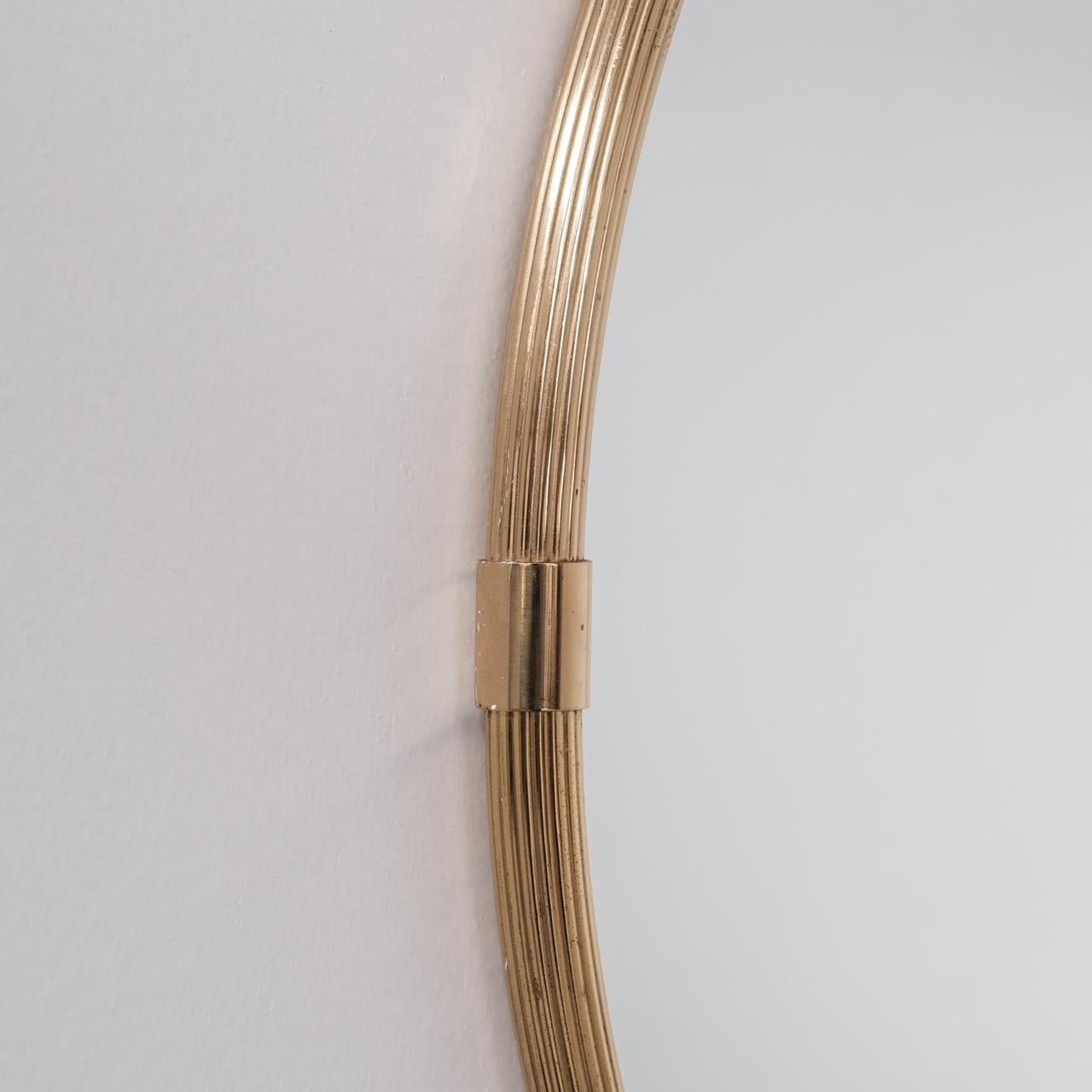 20th Century Brass Circular Midcentury Danish Mirror For Sale