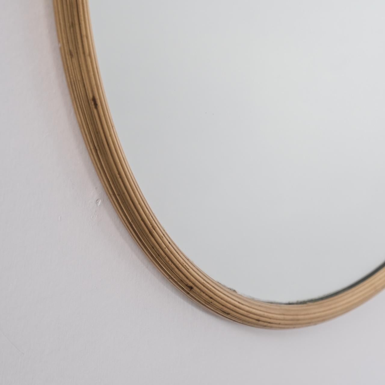 Brass Circular Midcentury Danish Mirror For Sale 1