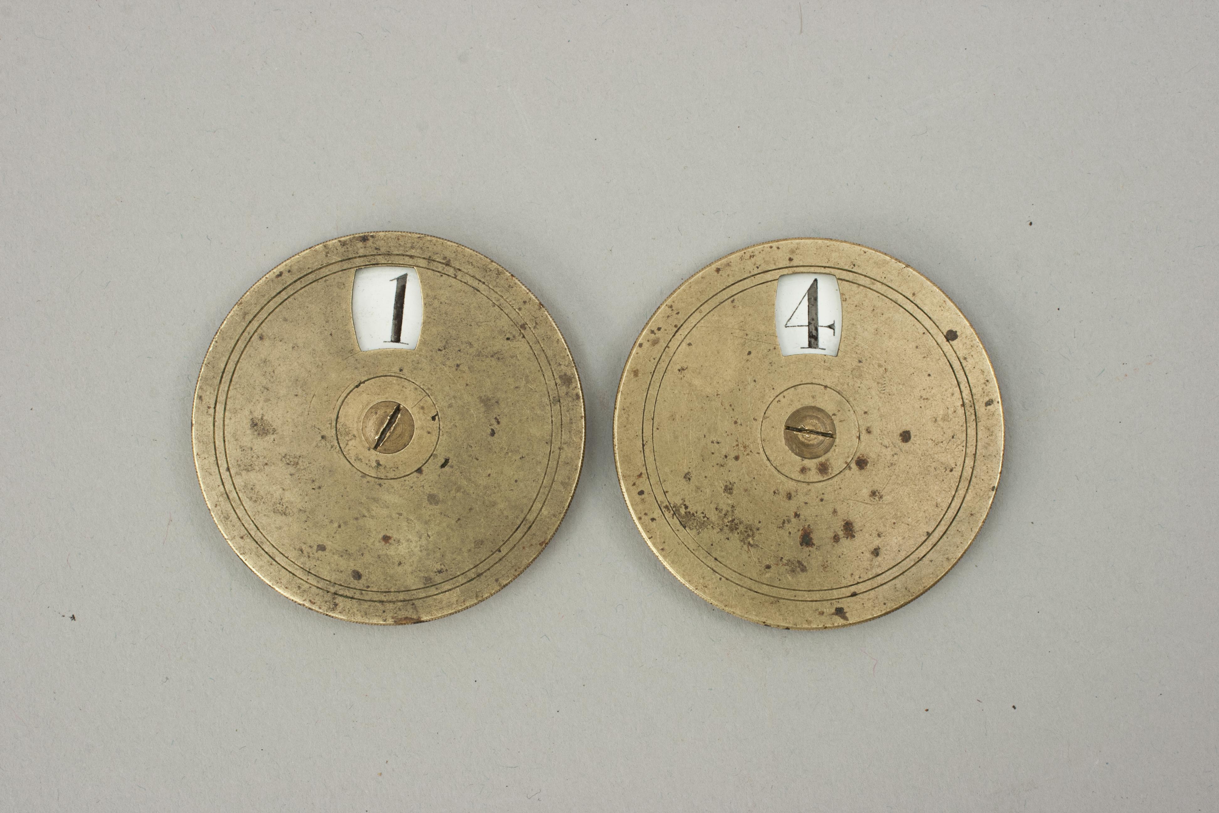 Victorian Brass Circular Whist Score Markers For Sale