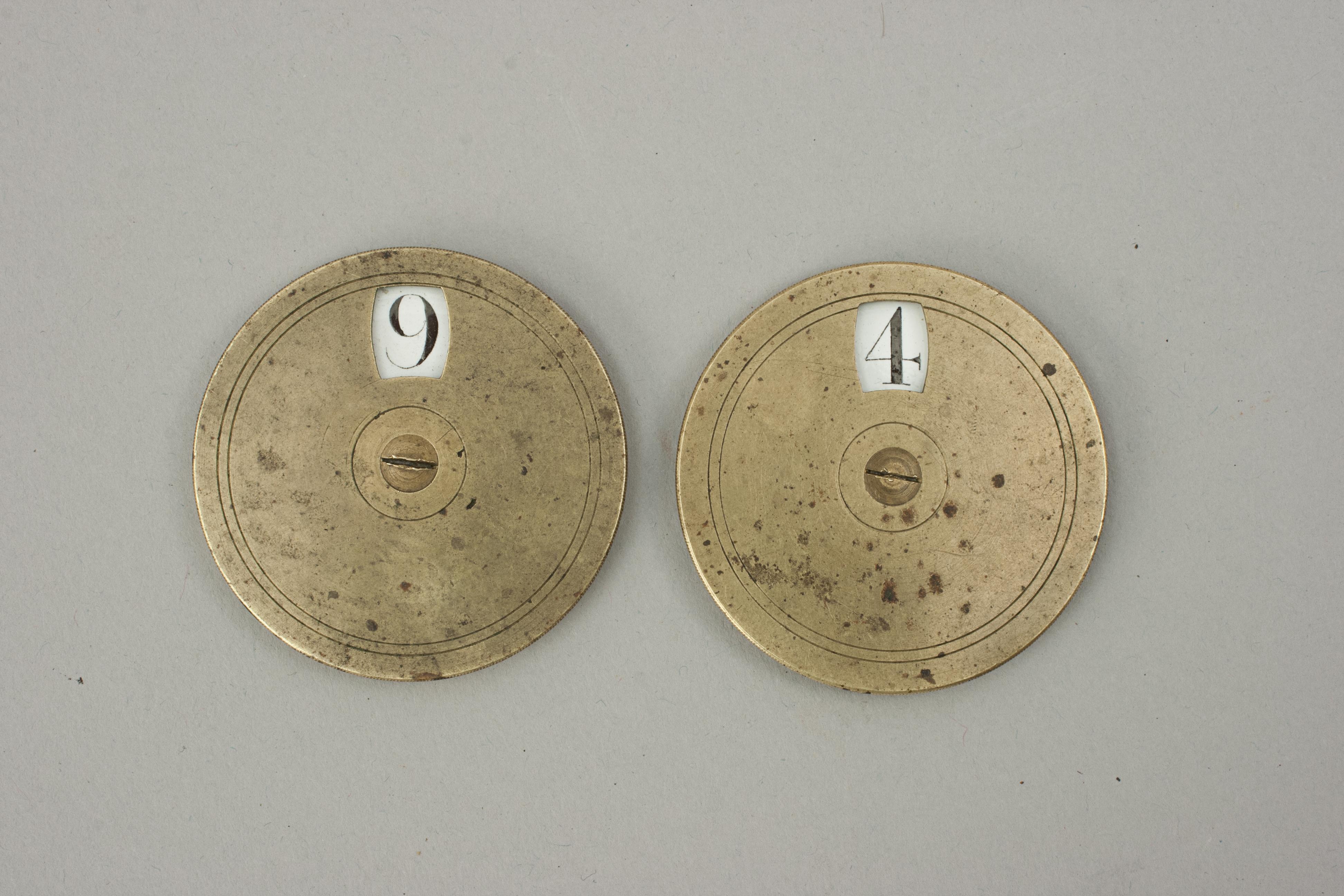 British Brass Circular Whist Score Markers For Sale