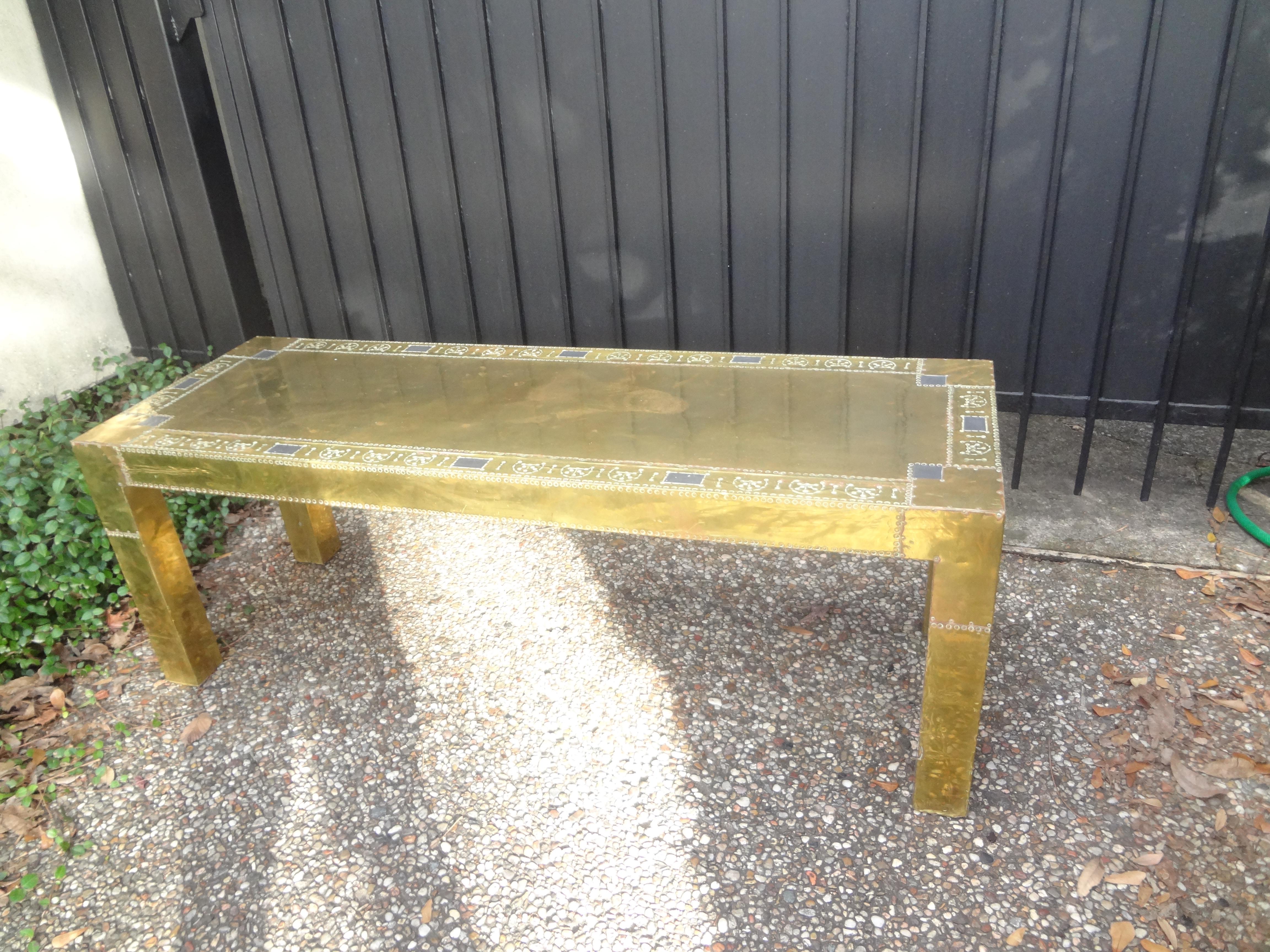Brass Clad Coffee Table Or Bench By R. Dubarry For Sale 5