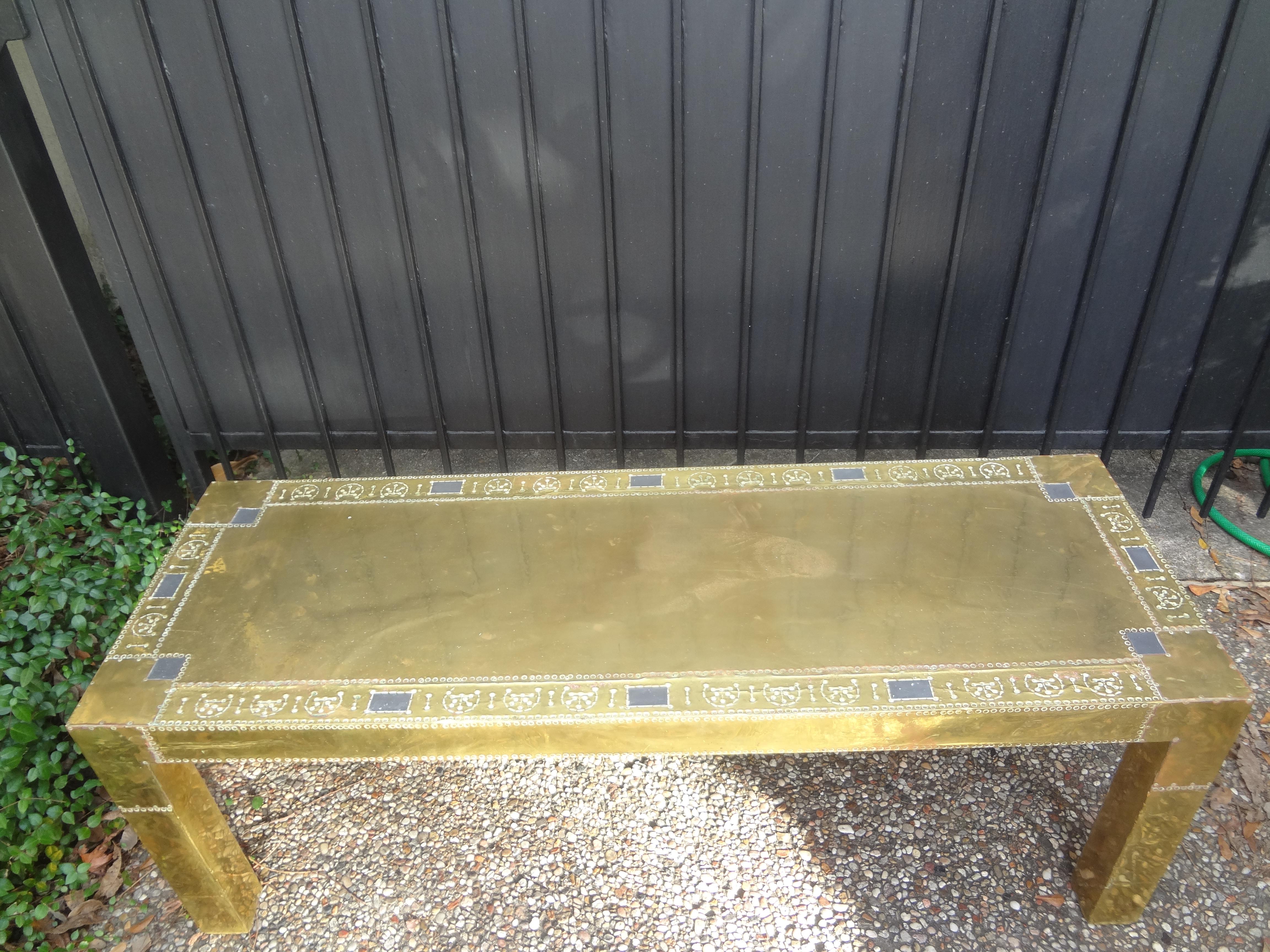 Brass Clad Coffee Table Or Bench By R. Dubarry For Sale 6