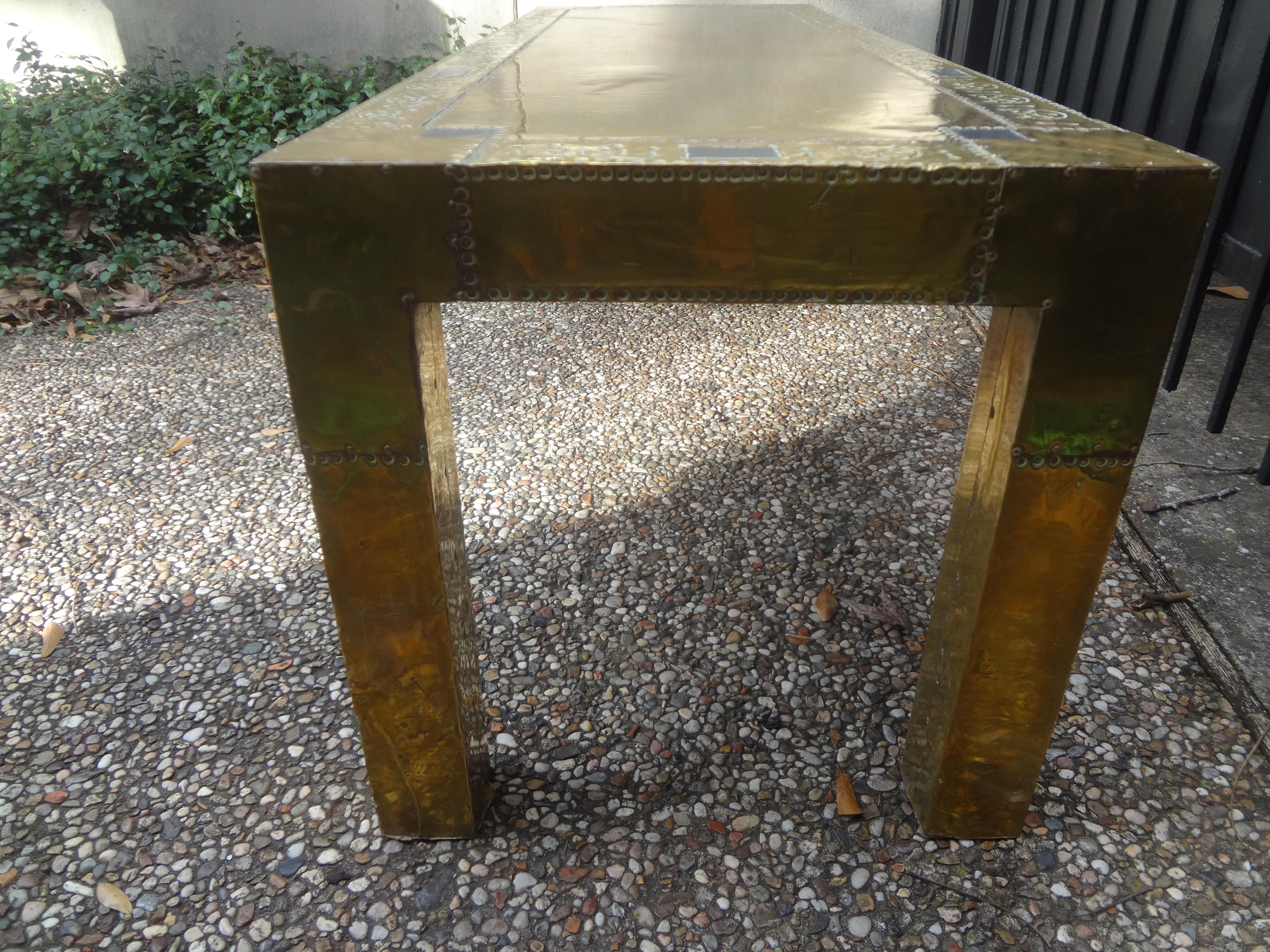 Brass Clad Coffee Table Or Bench By R. Dubarry For Sale 1