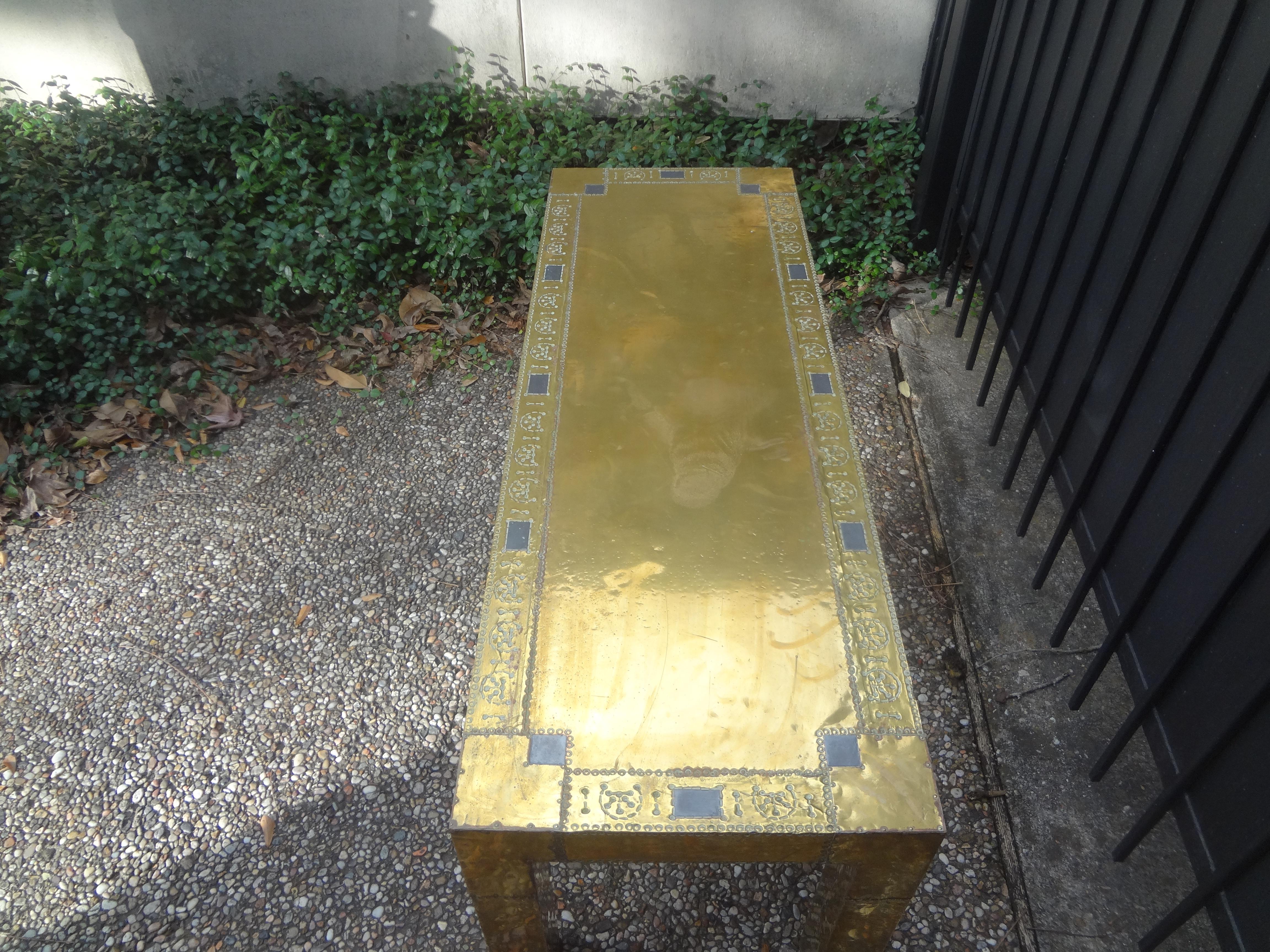 Brass Clad Coffee Table Or Bench By R. Dubarry For Sale 2