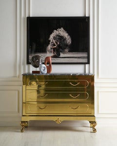 Brass Clad Dresser with Nero Marquina Marble Top