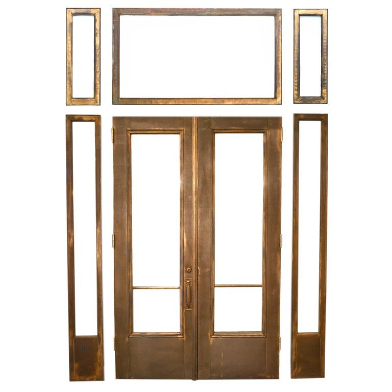 Brass Clad Entry Double Doors With Sidelights Transoms