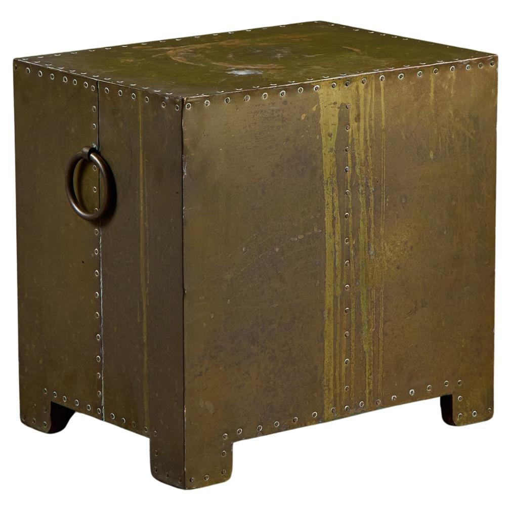 Brass Clad Side Table For Sale