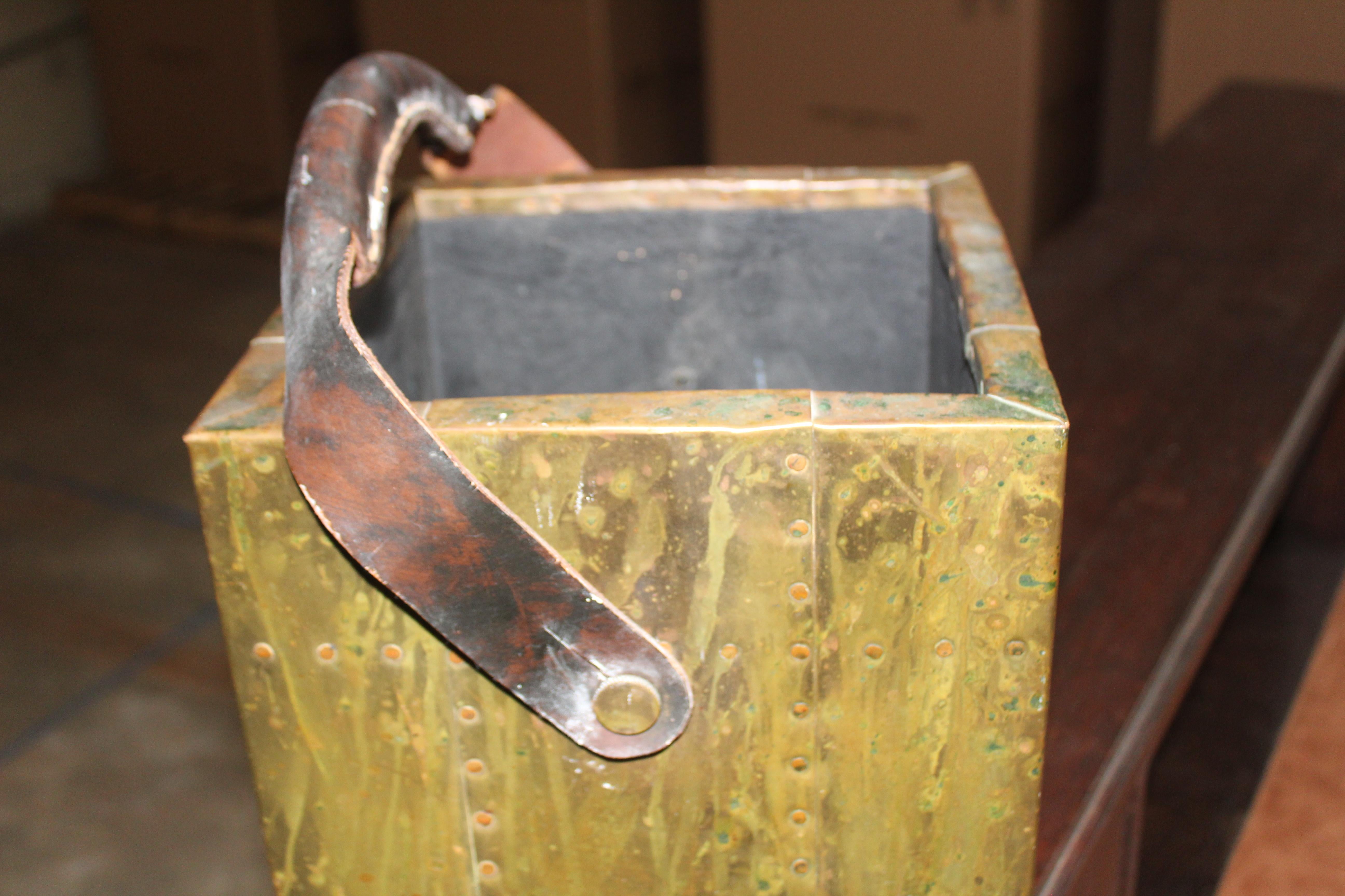 Brass Clad Waste Paper Basket by Sarreid of Spain, 1960s In Good Condition For Sale In Los Angeles, CA
