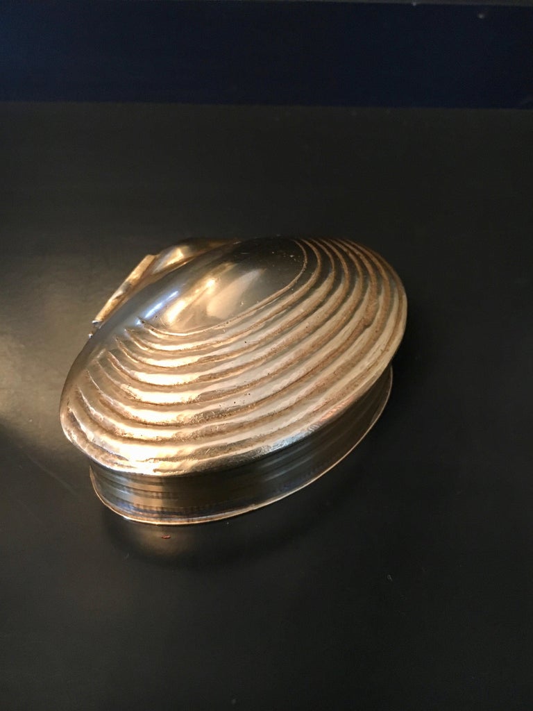 Brass Clam Shell Box with Hinged Lid at 1stDibs