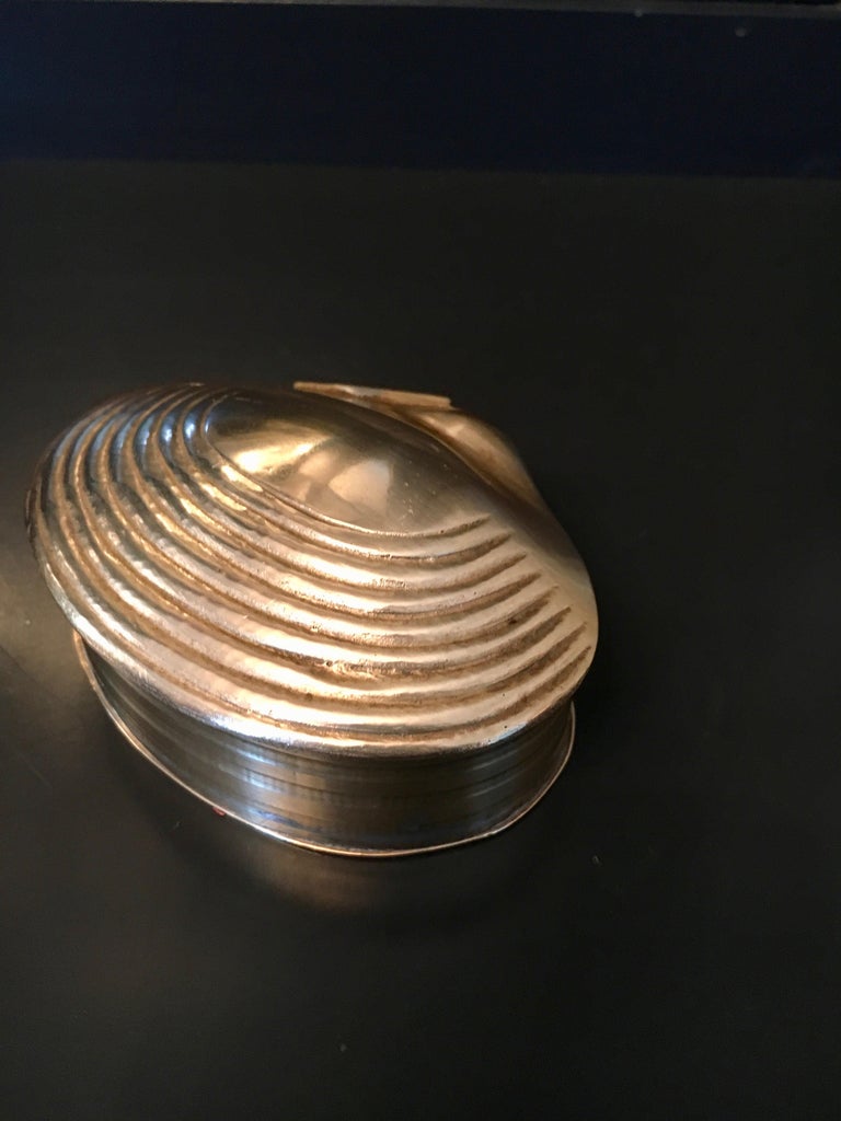 Brass Clam Shell Box with Hinged Lid at 1stDibs