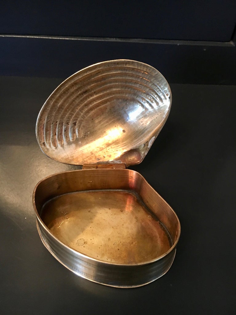 Brass Clam Shell Box with Hinged Lid at 1stDibs
