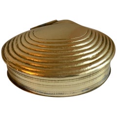 Brass Clam Shell Box with Hinged Lid