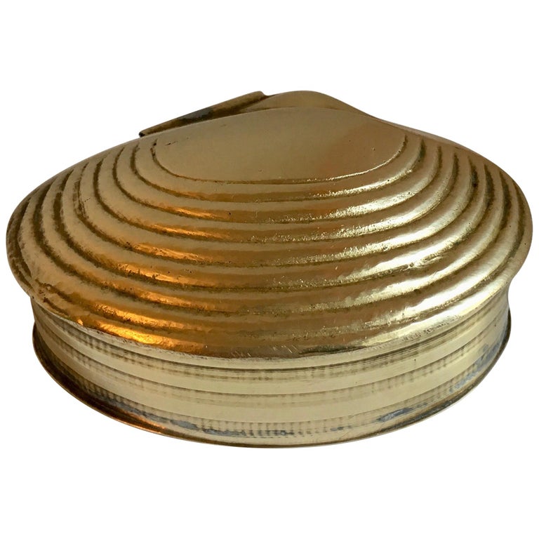Brass Clam Shell Box with Hinged Lid at 1stDibs
