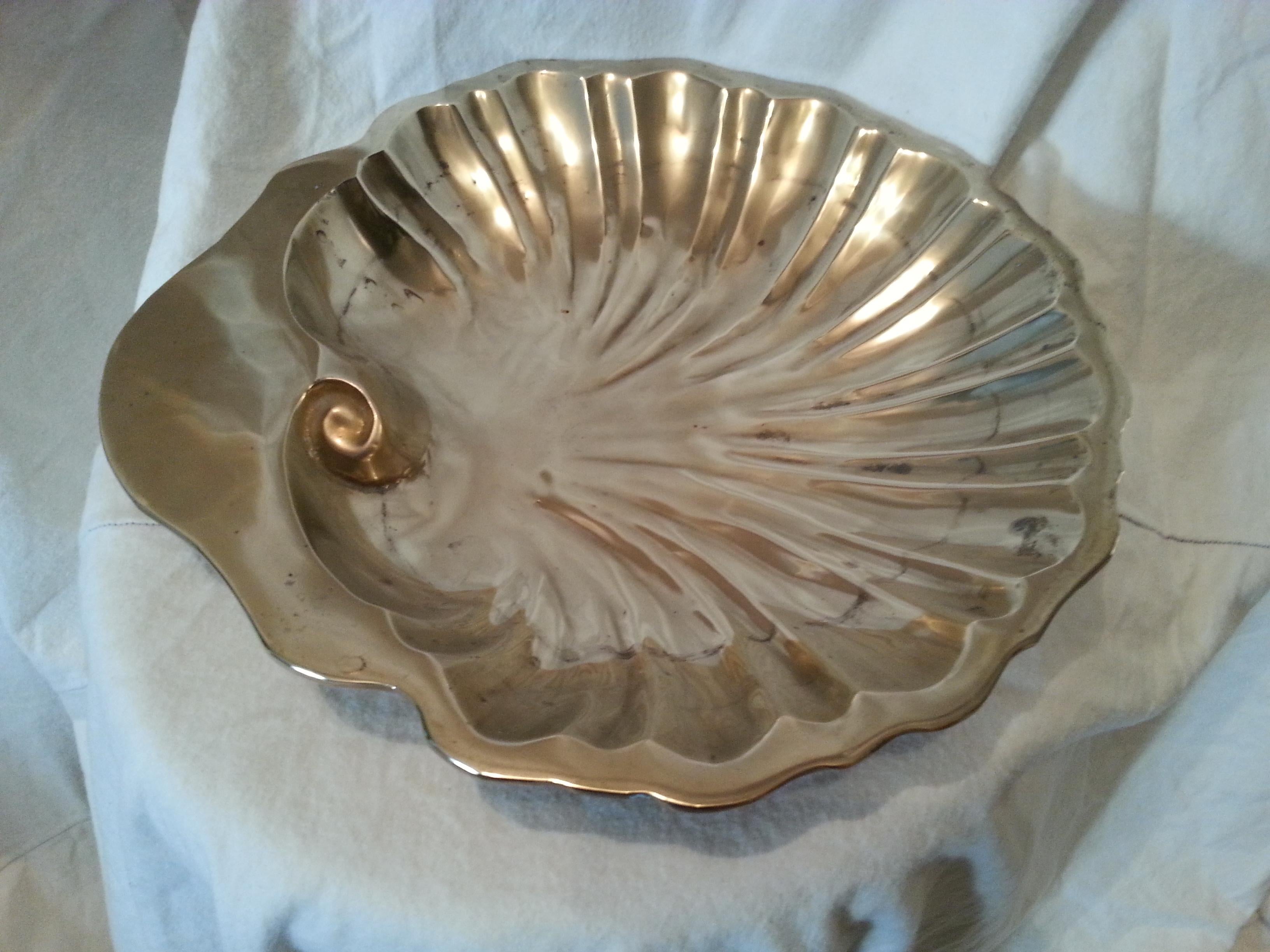 Brass Clam Shell Dish For Sale