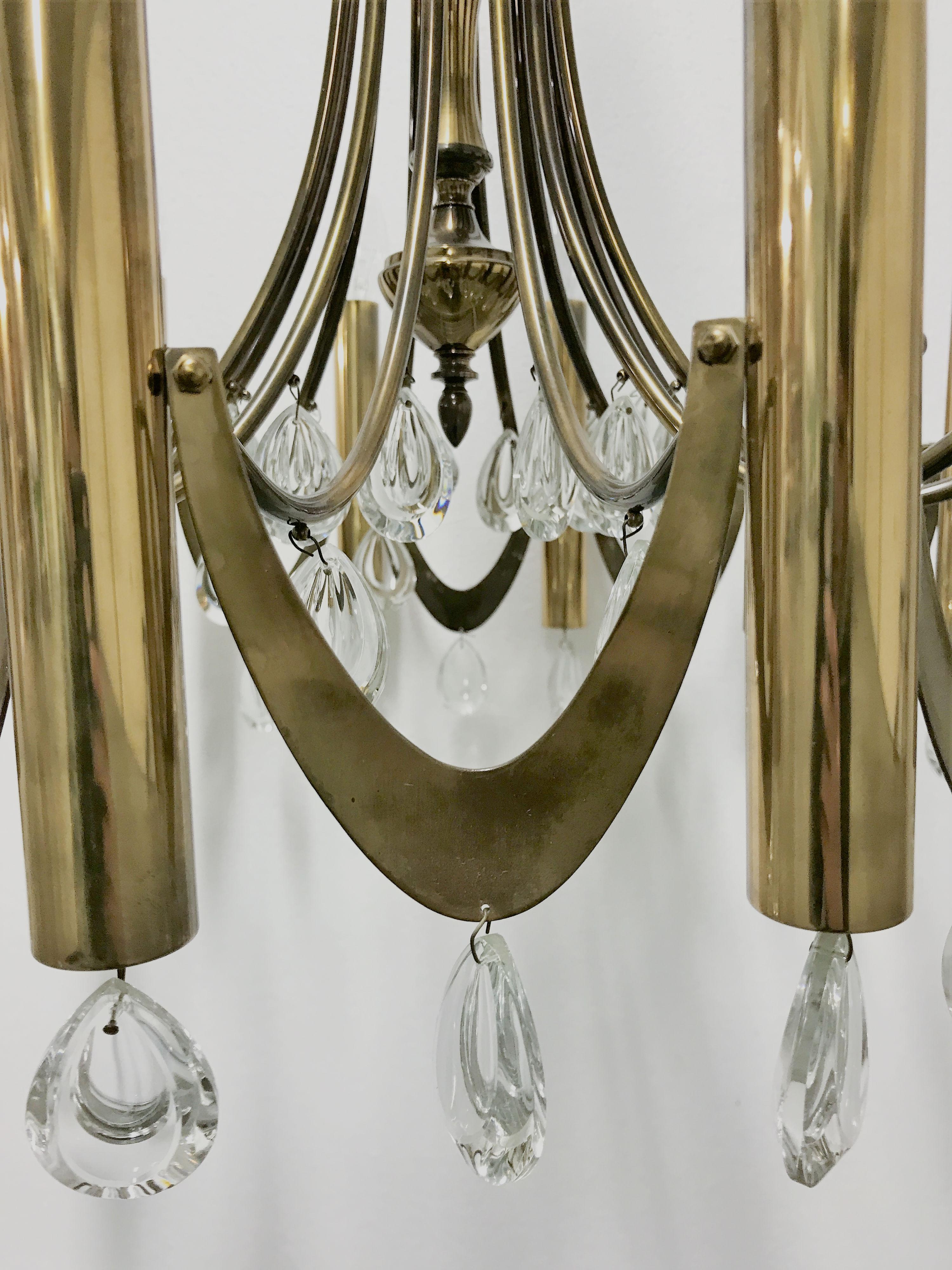 Hollywood Regency Brass Classic Sciolari Chandelier, 1960s For Sale