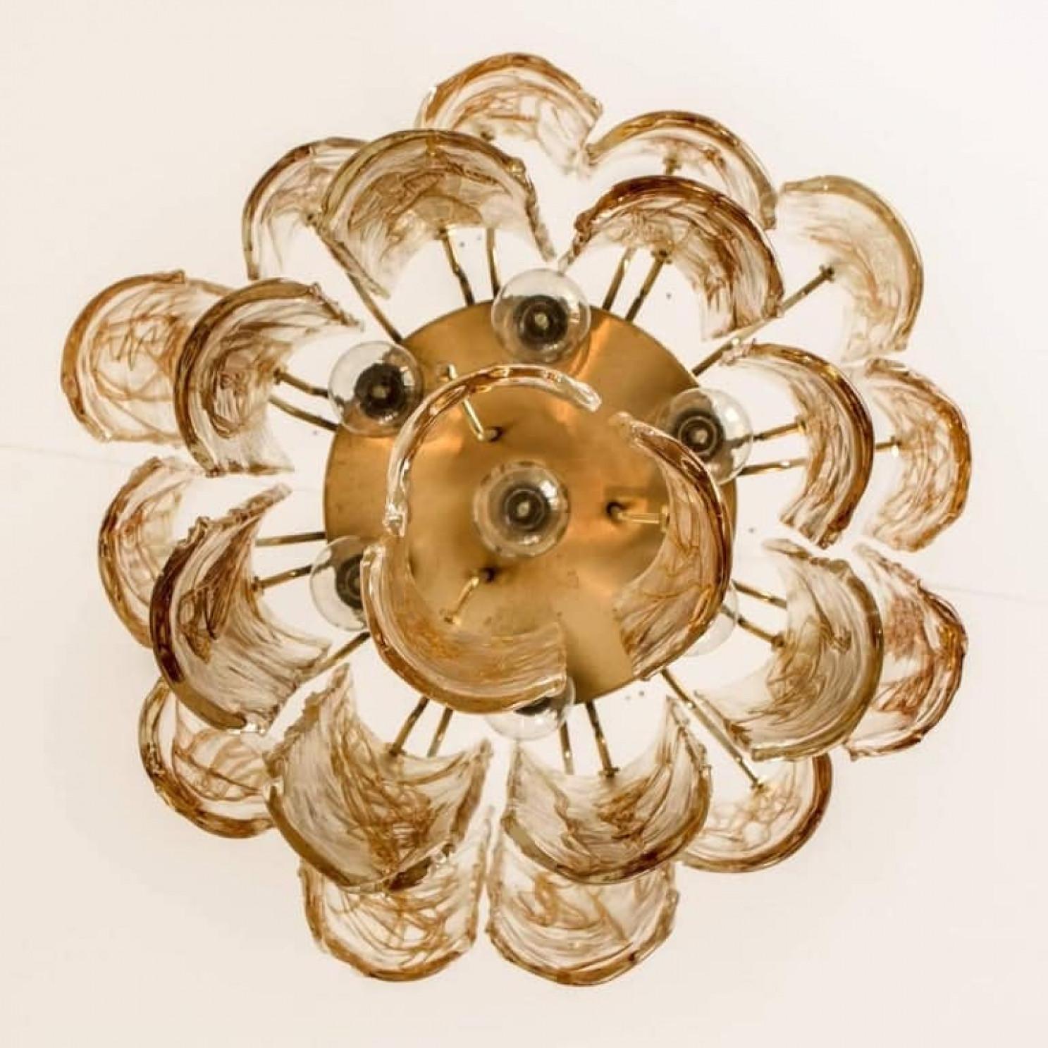 Altro Lampadario in ottone con vetro trasparente e ambra a spirale di Doria, 1970 in vendita