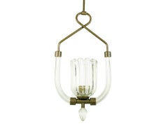 Ciondolo in ottone e vetro di Murano trasparente degli anni ’40, attribuito a Barovier&Toso