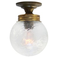 Brass Clear Reeded Glass Flush Mounts Ceiling Lamps