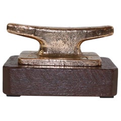 Vintage Brass Cleat mounted to Wood Base