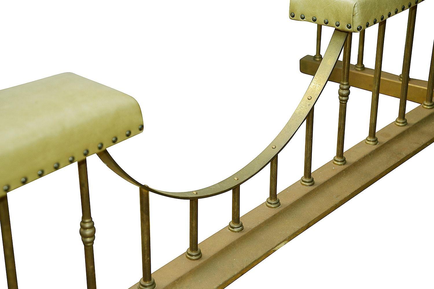 Georgian Brass Club fender, with leather seat, circa 1900