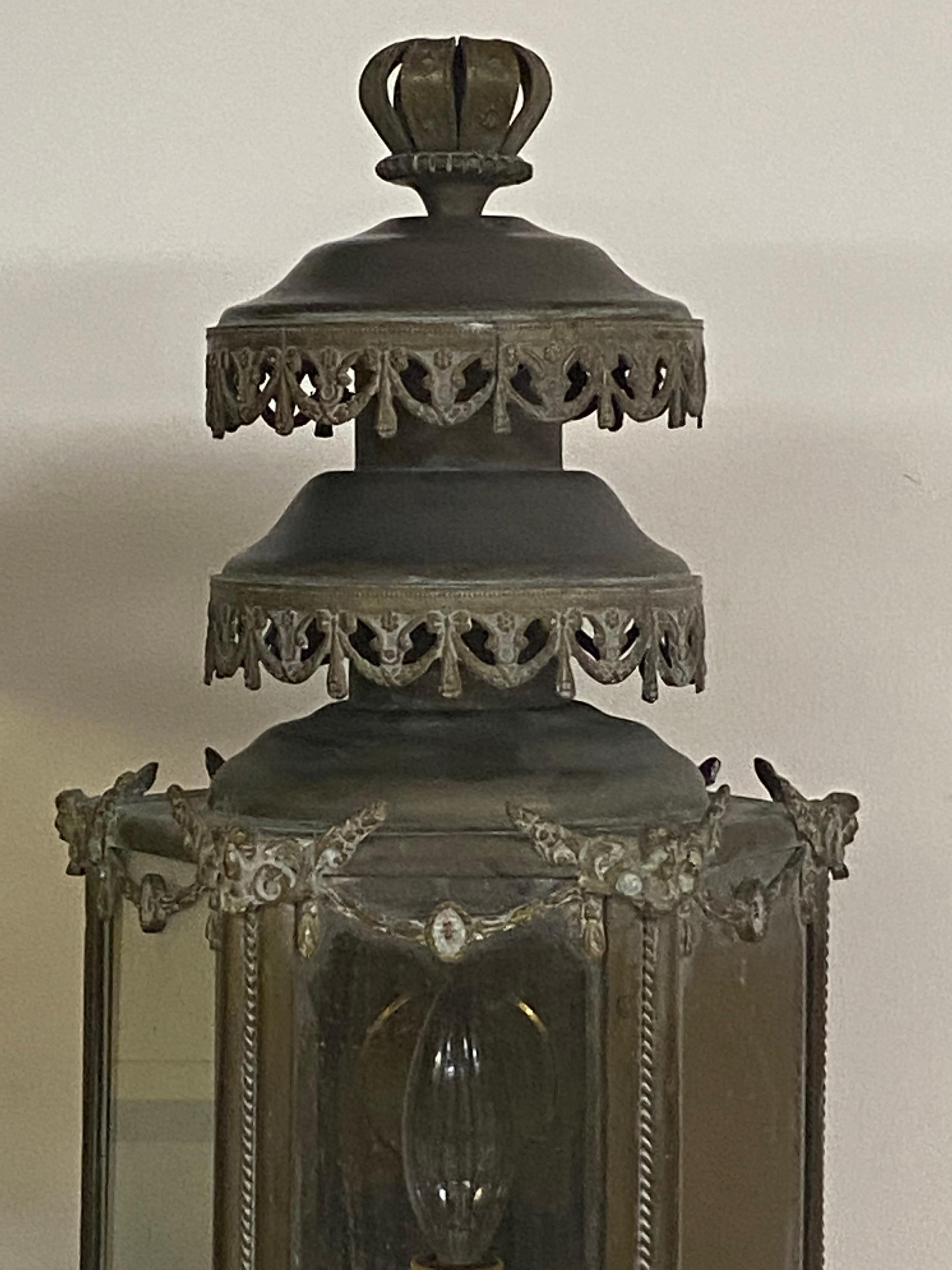 Brass Coaching Lantern, Late 19th Century Later Electrified 1