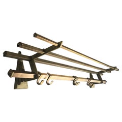 Brass Coat and Hat Rack, Early to Mid-20th Century, Art Deco Style, European