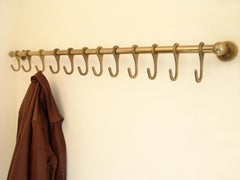 Brass Coat Rack Wall Mount Custom Hand Made Sliding Hooks Bronze Patina