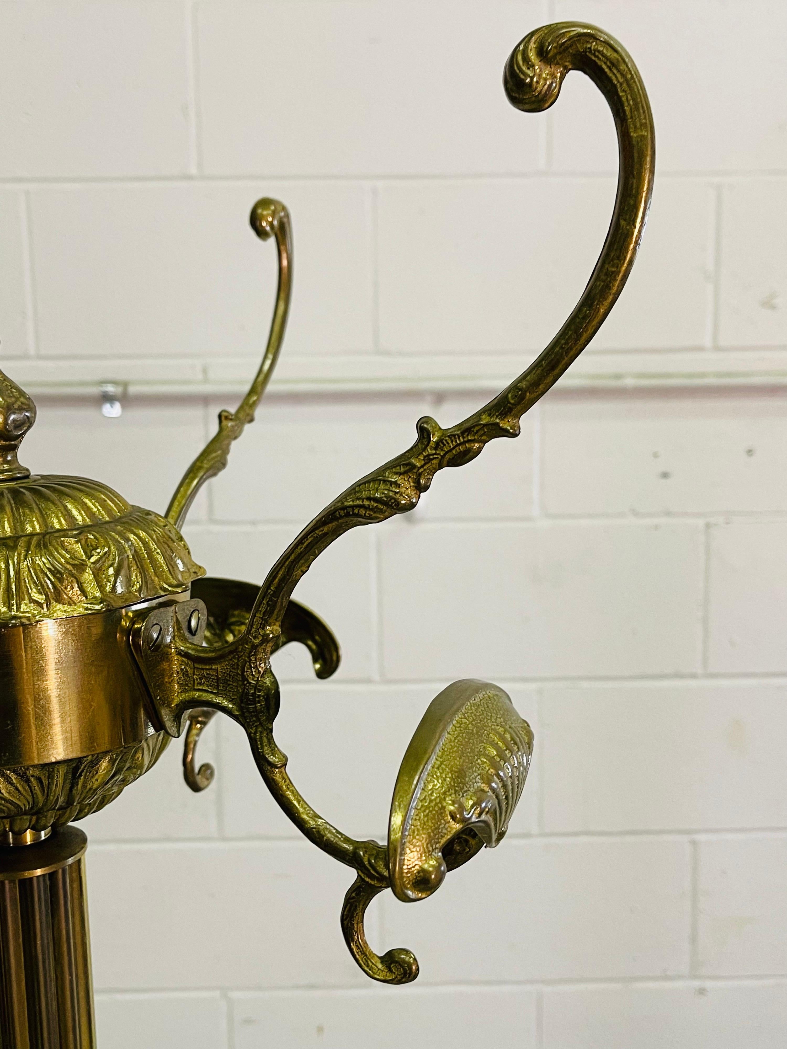 Brass Coat Rack with Lion Head Accents 3