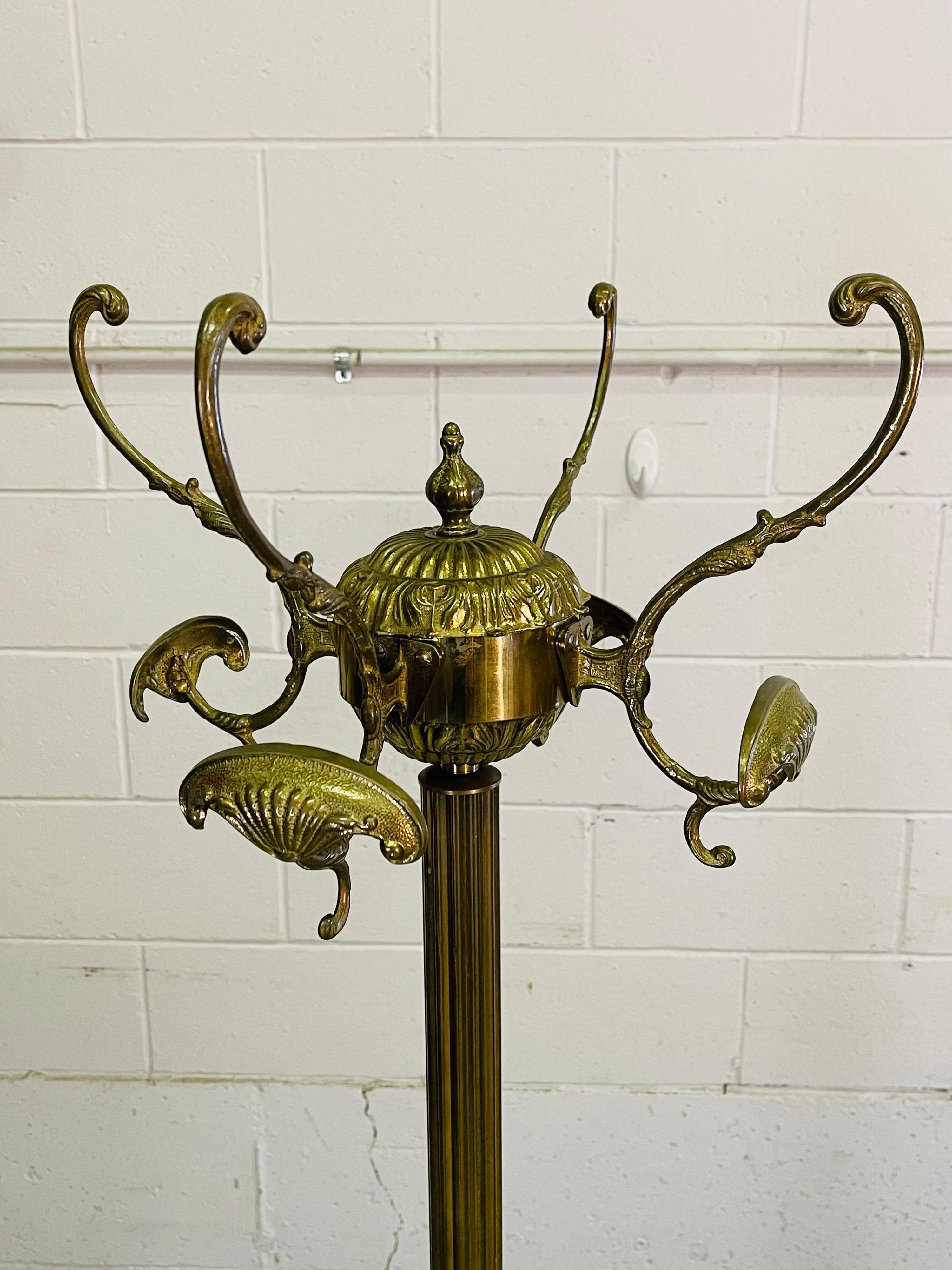 Brass Coat Rack with Lion Head Accents In Good Condition In Amherst, NH