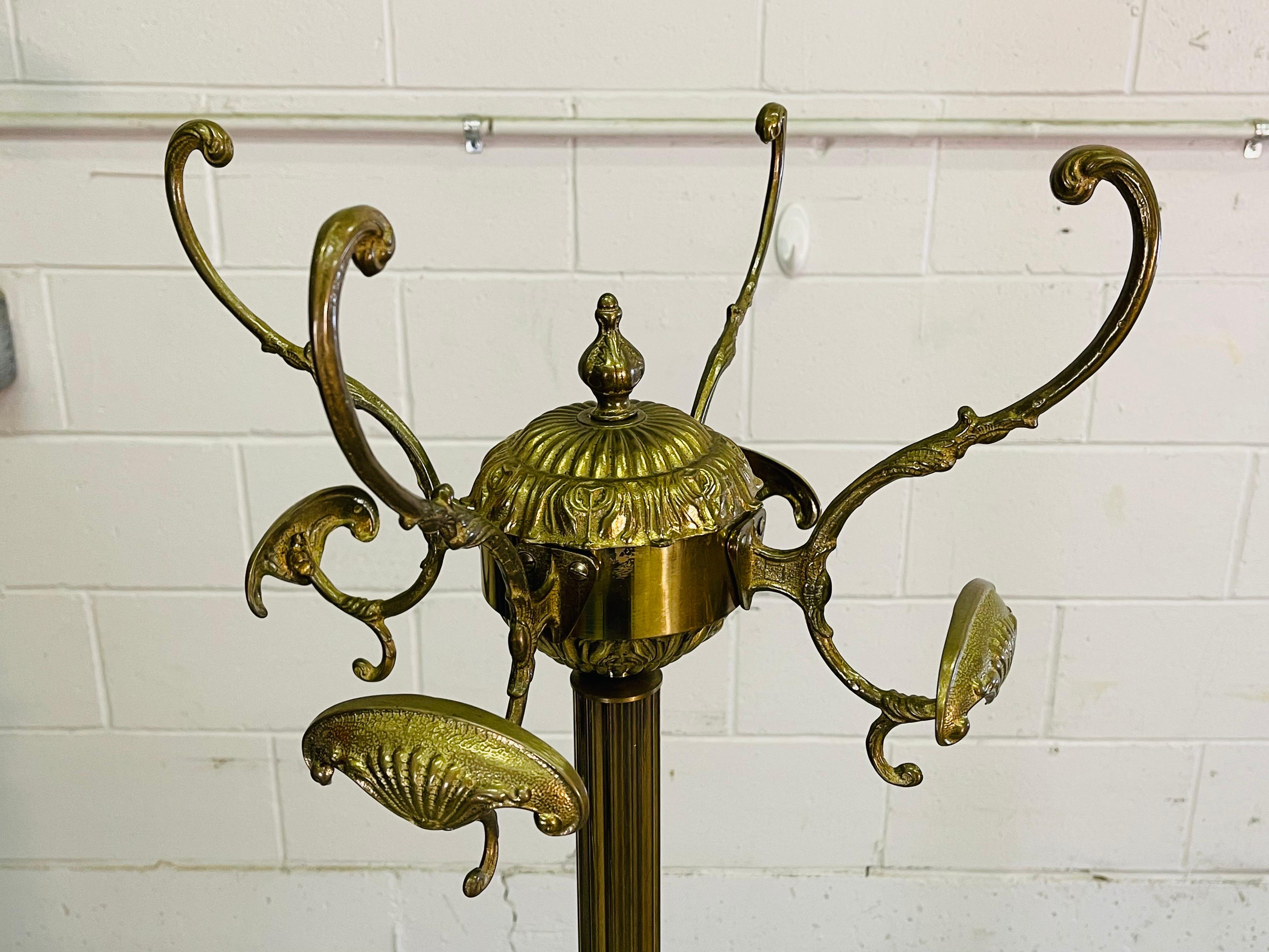Brass Coat Rack with Lion Head Accents 2
