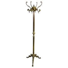 Brass Coat Rack with Lion Head Accents