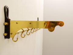 Brass Coat Rack with Shelf, 8 Hooks