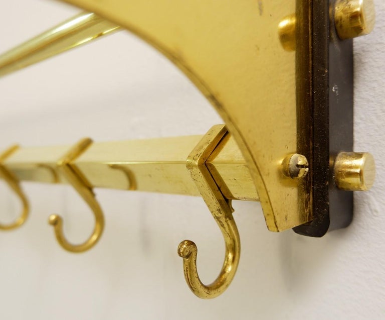 Brass Coat Rack with Shelf, 8 Hooks For Sale at 1stDibs