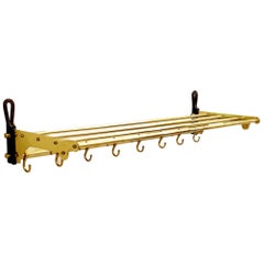 Retro Brass Coat Rack with Shelf, 8 Hooks