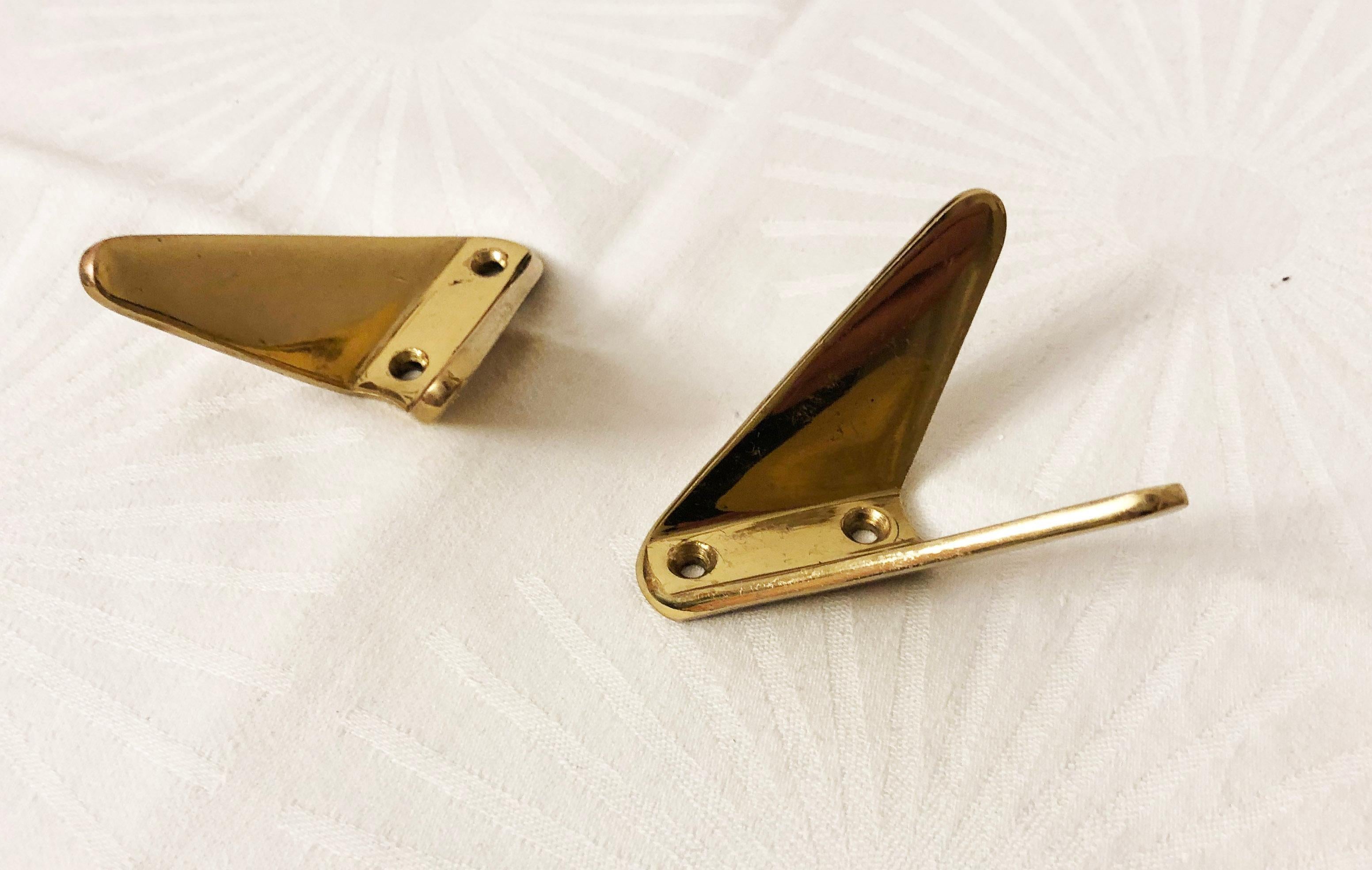 Brass Coat Wall Double Hooks by Hertha Baller In Good Condition In Vienna, AT