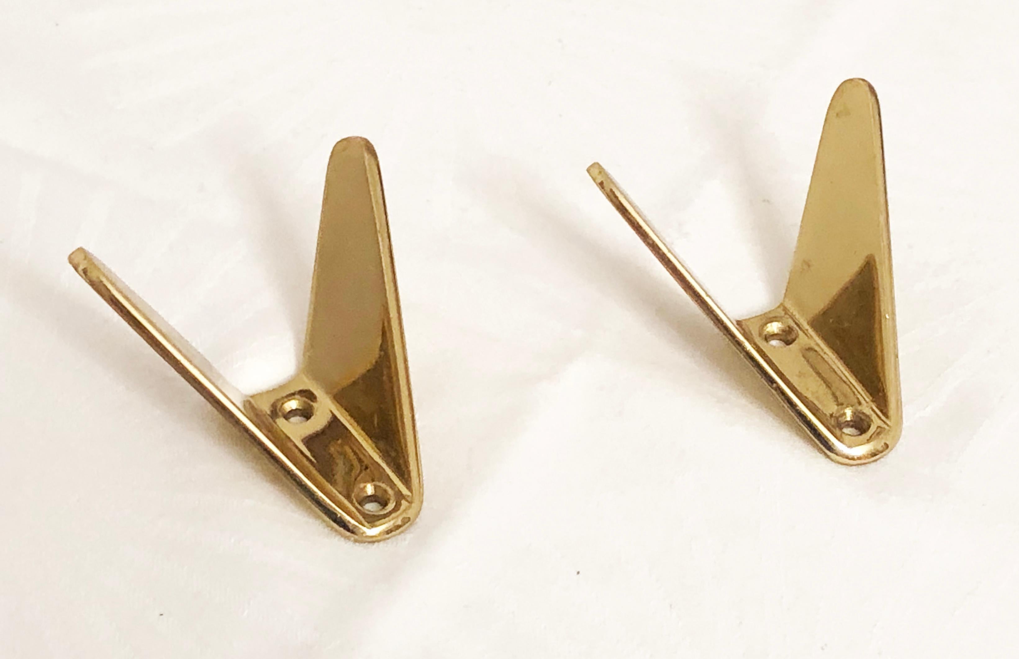 Mid-20th Century Brass Coat Wall Double Hooks by Hertha Baller