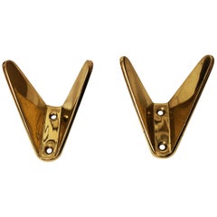Vintage Brass Coat Wall Double Hooks by Hertha Baller