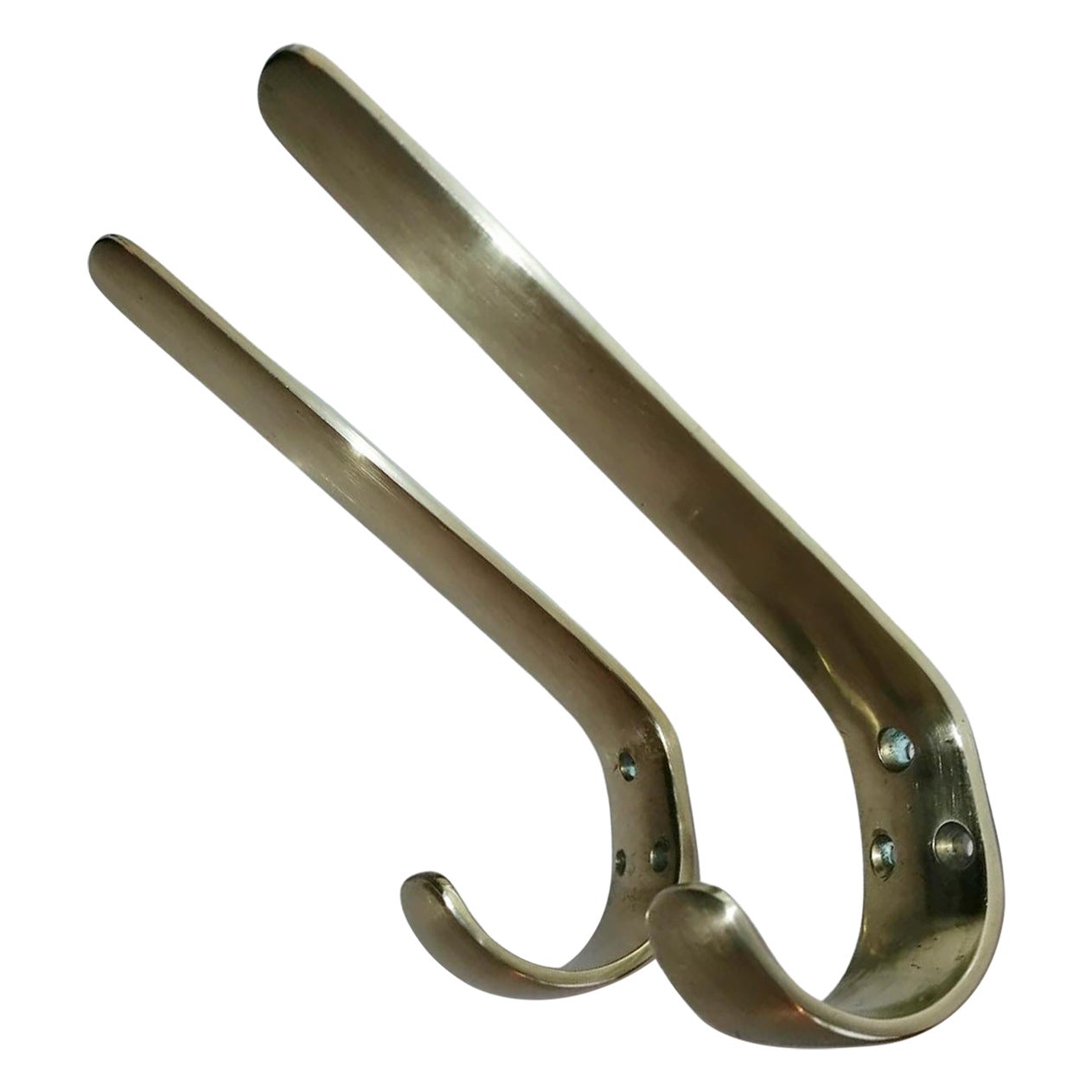 Set von zwei Wandhaken aus Messing mit Messing im Angebot