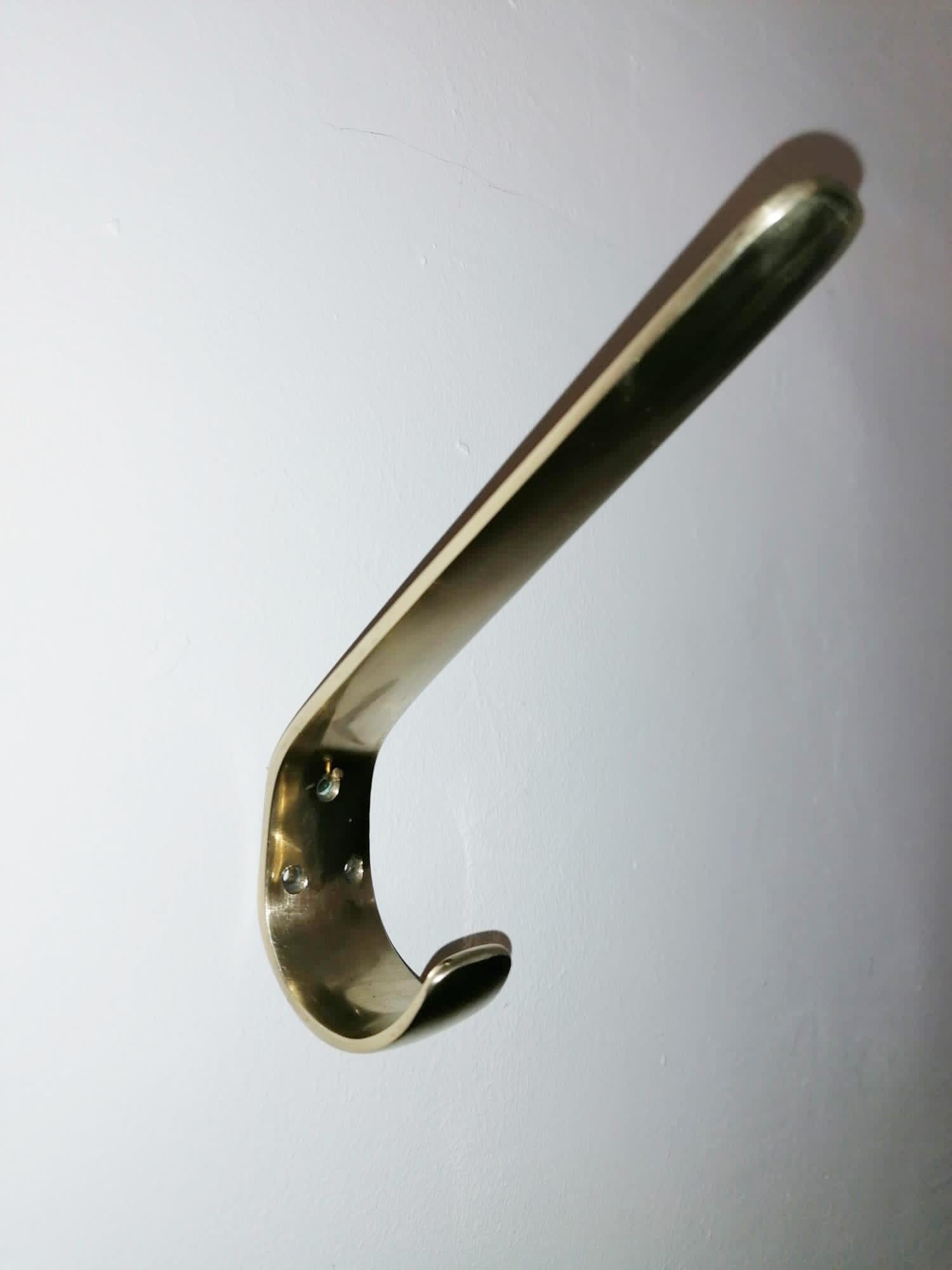 Mid-Century Modern Brass Coat Wall Hooks a Set of Two For Sale