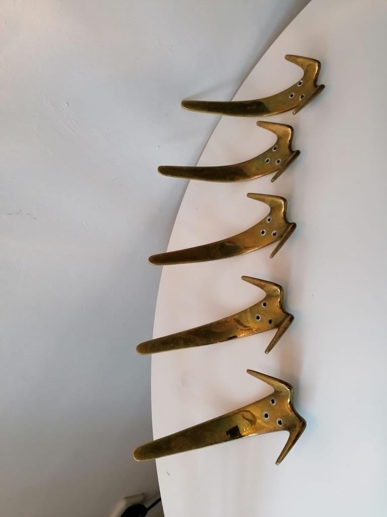Mid-Century Modern Brass Coat Wall Hooks by Carl Auböck For Sale