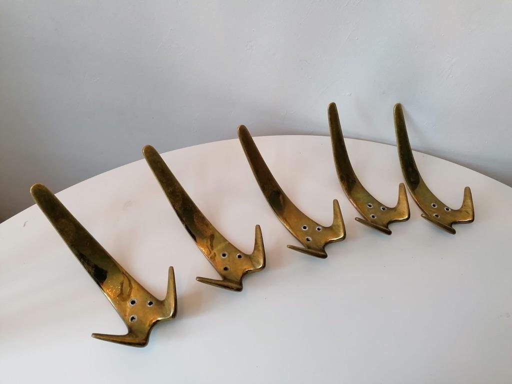 Austrian Brass Coat Wall Hooks by Carl Auböck